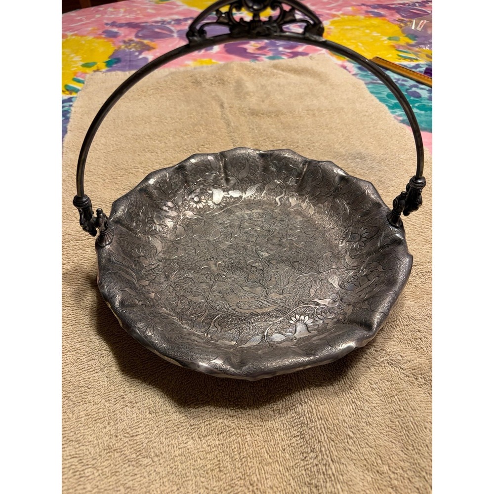 James w tufts Boston quadruple plate brides basket birds and butterfly's
